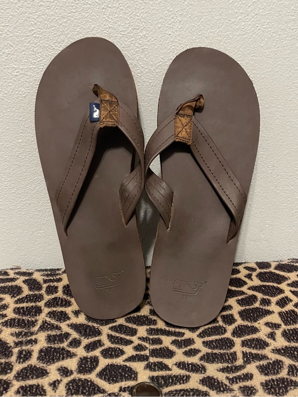 Vineyard Vines Slip On Summer Flip Flops Brown Casual Beach Mens 12